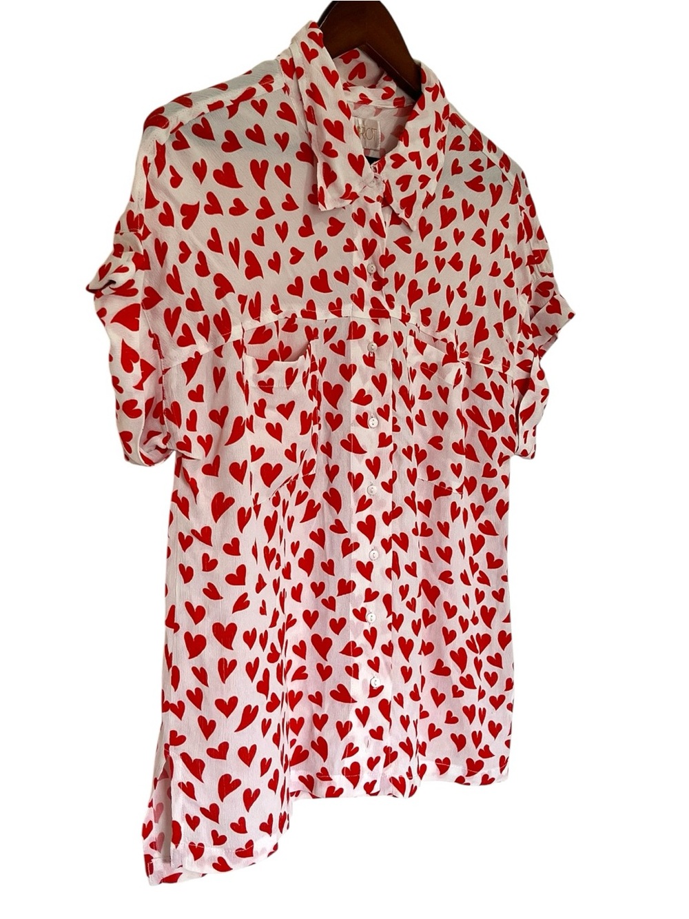 Beach Riot White Shirt with Red Heart Print